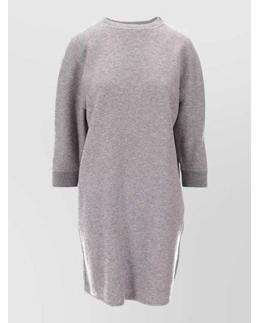 Max Mara Gray Wool Cashmere Knee-Length Dress