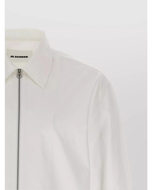 Jil Sander White Cotton Zip Shirt for men
