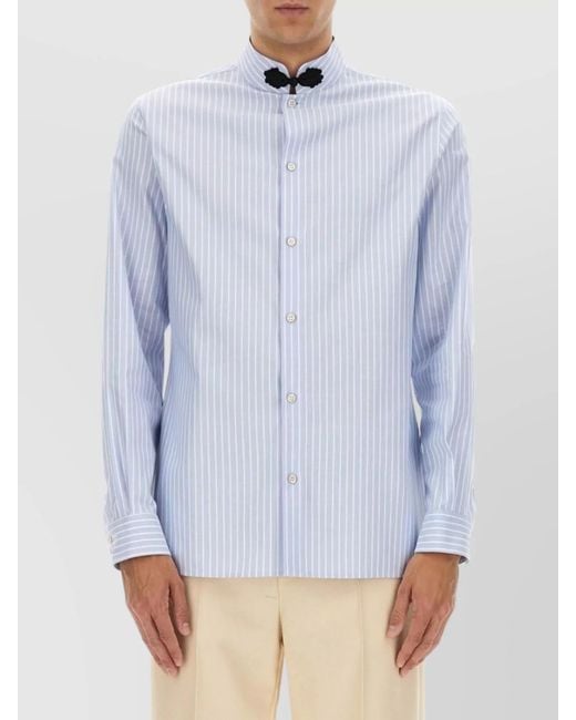 Valentino Blue Oxford Cotton Shirt Toggle for men