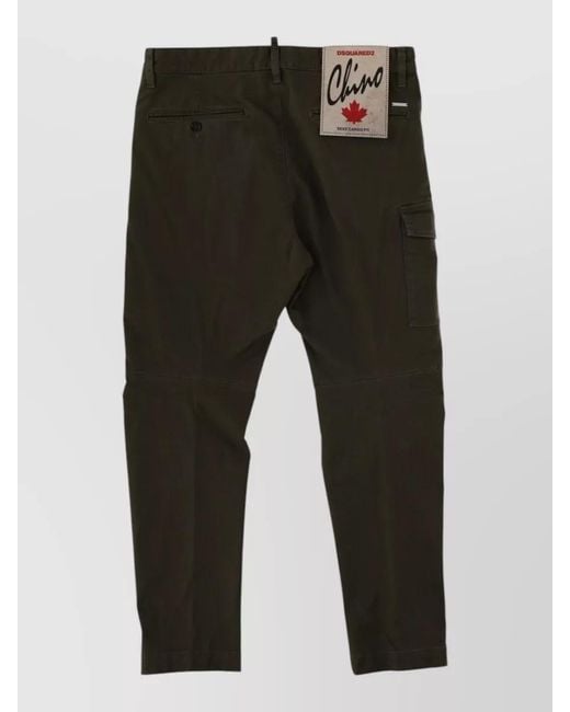 DSquared² Green Mid Rise Cargo Chino Pants Regular Fit for men