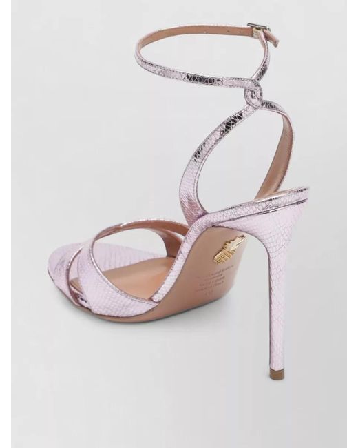 Aquazzura Pink Metallic Finish Sandals Open Toe Textured
