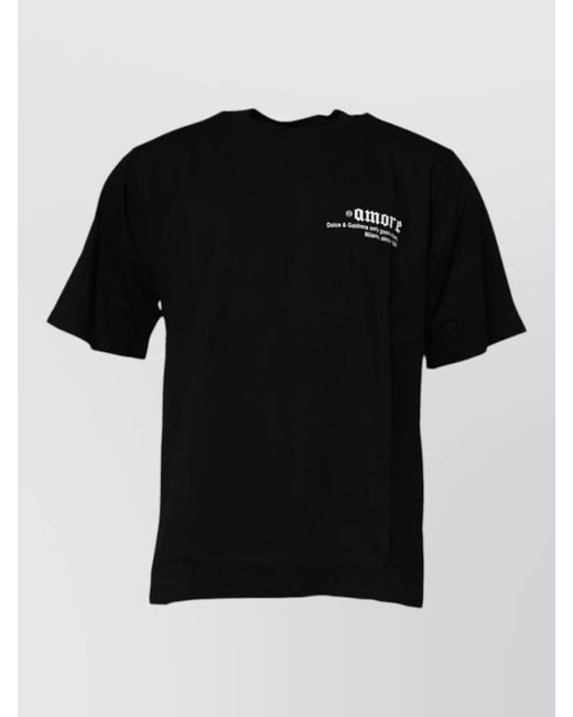 Dolce & Gabbana Black Amore Leopard Cotton Crew Neck T-Shirt for men