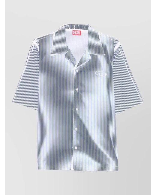 DIESEL Blue Short-Sleeve Cotton Shirt for men