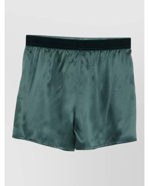 Tom Ford Green Silk Satin Pajama Shorts Elasticated Waist