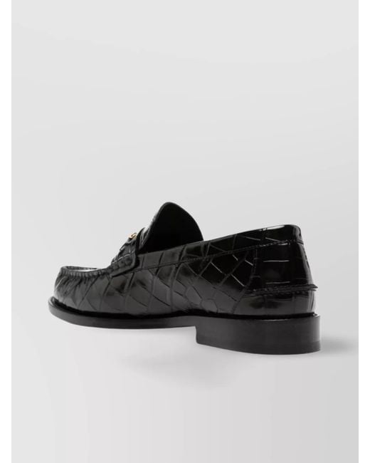 Versace Black Leather Loafers for men