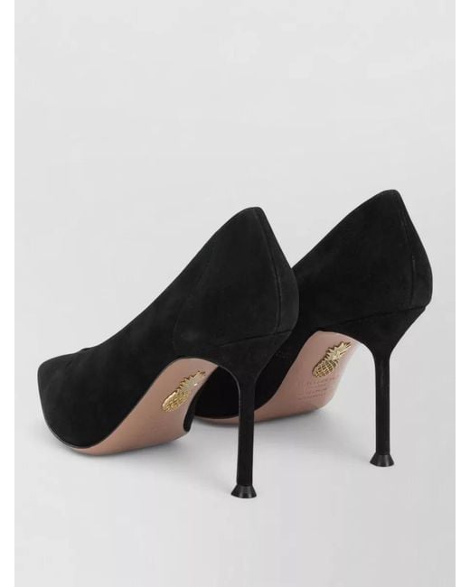 Aquazzura Black Suede Pointed Toe Stiletto Heel Pumps