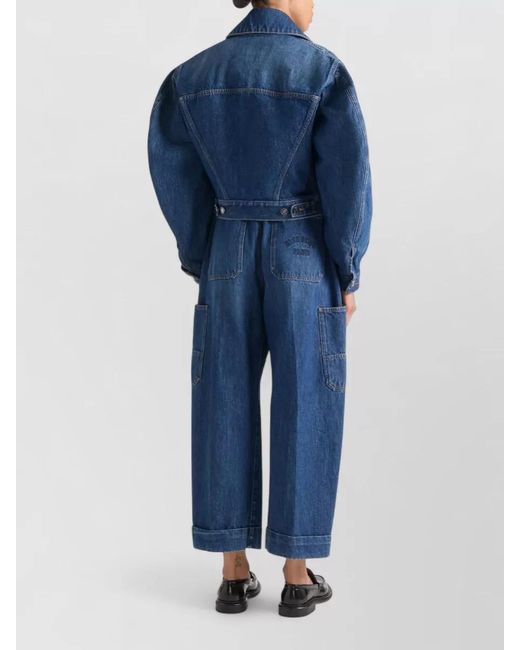 Givenchy Blue Short Denim Jacket Long Sleeves Pockets