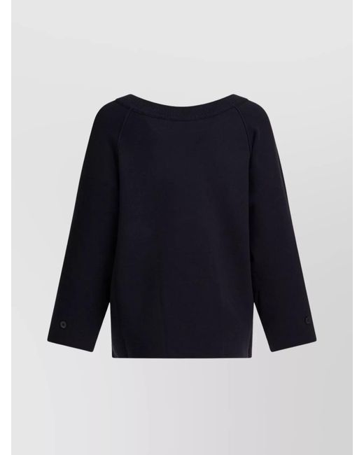 Max Mara Blue Viscose Wool Oversized Jumper