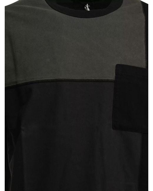 Comme des Garçons Black Patchwork Crew Neck T Shirt Chest Pocket for men