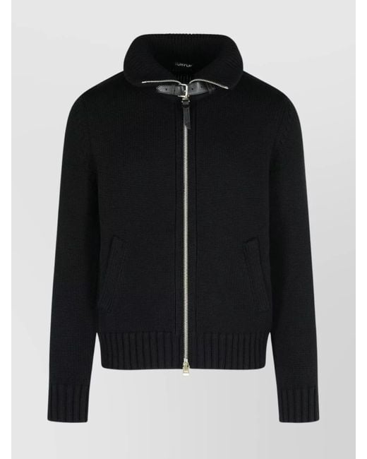 Tom Ford Black Wool Sweater With Front Pockets And High Collar for men
