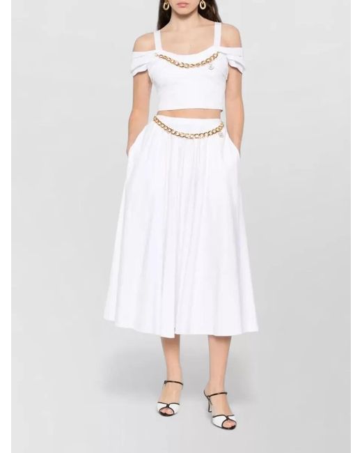 Elisabetta Franchi White Pleated Skirt