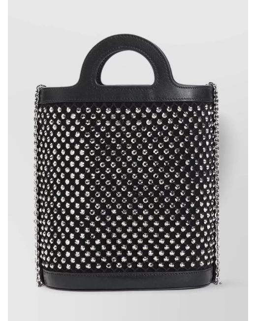 Marni Black Tropicalia Nano Embellished Mesh Bucket Bag