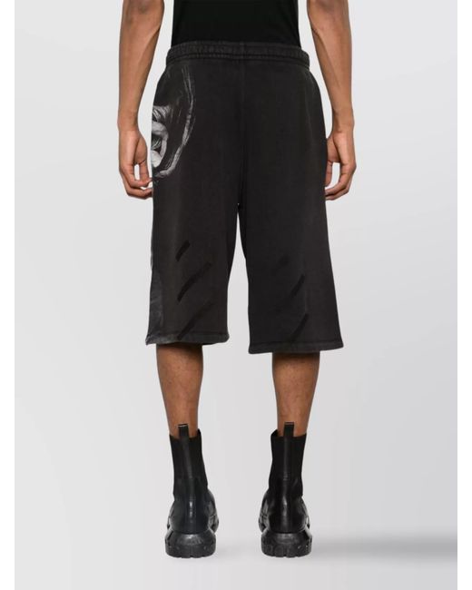Off-White c/o Virgil Abloh Black Printed Cotton Knee-Length Bermuda Shorts for men