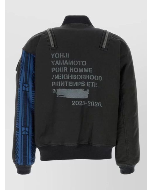Yohji Yamamoto Black Denim Neighborhood Bomber Jacket Graphic Patches for men