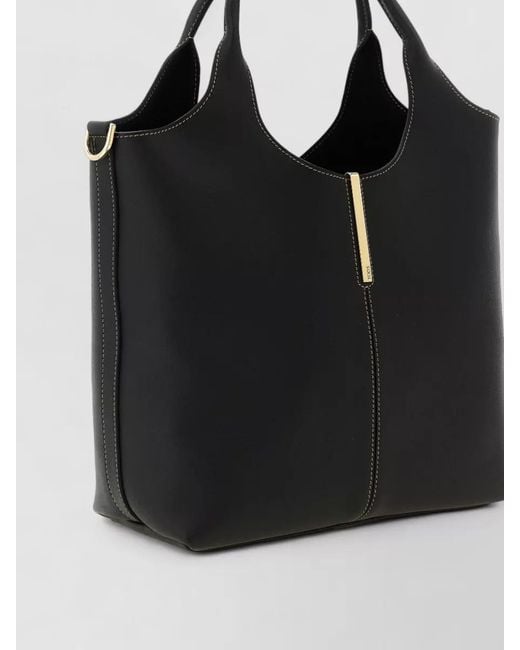 Tod's Black Small Metal Plate Shoulder Shopping Bag