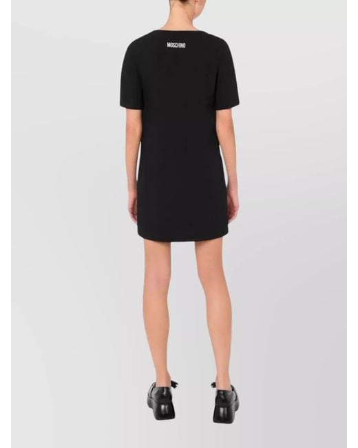 Moschino Black Serious Print Mini Dress
