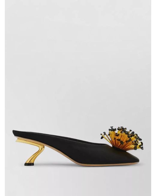 Ferragamo Multicolor Safi Mule Pointed Toe Sculptural Heel