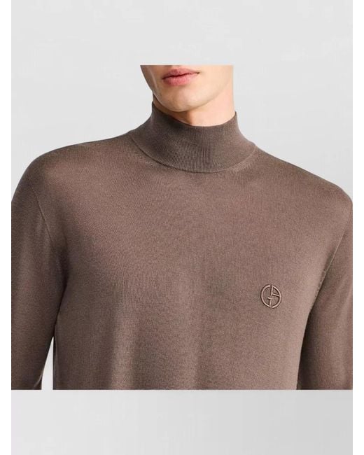 Giorgio Armani Brown Slim Fit Virgin Wool Knit Sweater for men