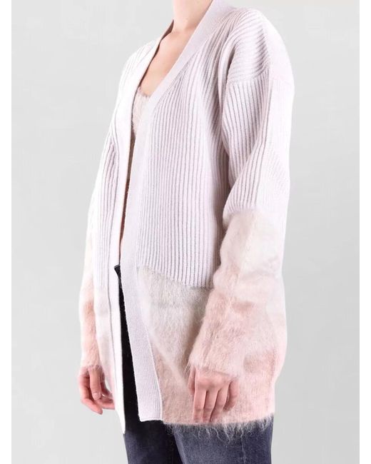 Dondup Pink Longline Knit Sweater Color Block Design