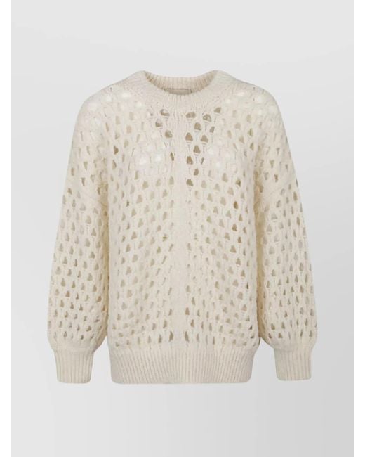 Isabel Marant White Alpaca Wool Crew-Neck Long-Sleeve Jumper