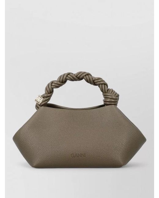 Ganni Metallic Bou Small Grain Textured Shoulder Bag