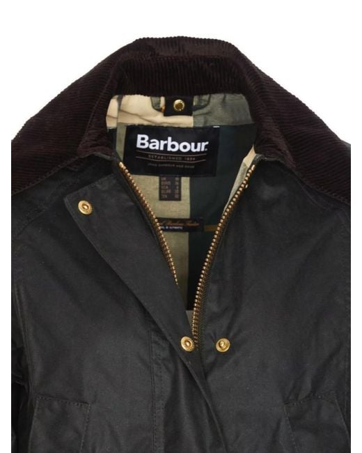 Barbour Black Modern Beadnell Wax Jacket With Corduroy Collar