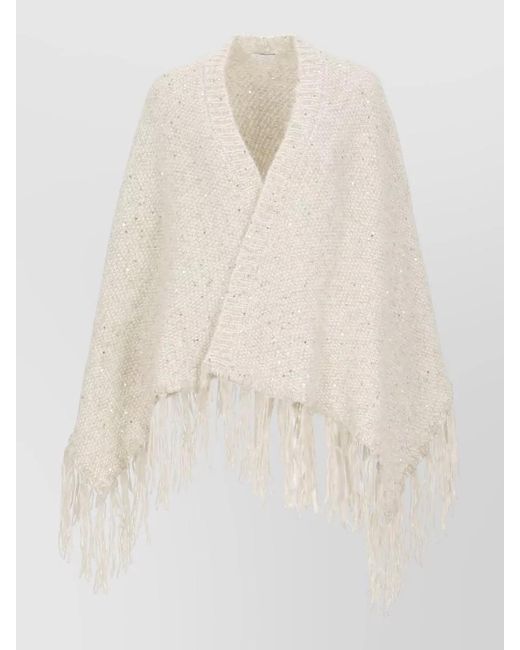 Peserico Natural Layered Cape Knitwear Lurex Open Front for men