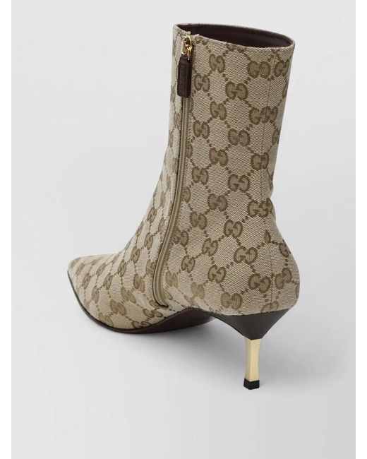 Gucci Multicolor Kitten Heel Pointed Toe Leather Boots