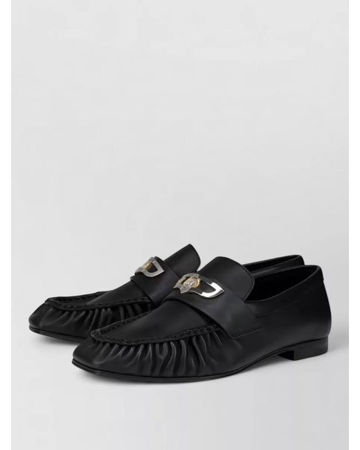 Christian Louboutin Black Leather Pleated Lace-Up Shoes