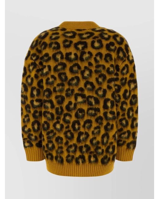 Bottega Veneta Metallic Ribbed Oversized Leopard Cardigan
