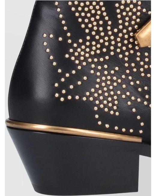 Chloé Black Susan Studded Leather Ankle Boots