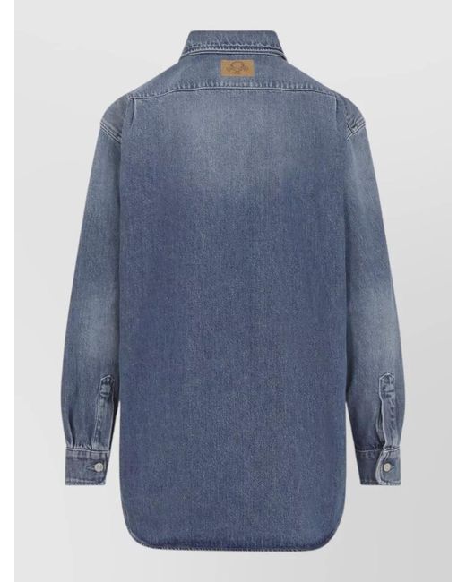 Moschino Blue Cotton Heart Denim Shirt