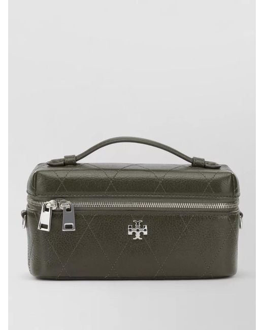 Tory Burch Green Quilted Crossbody Clutch Bag Chain Strap