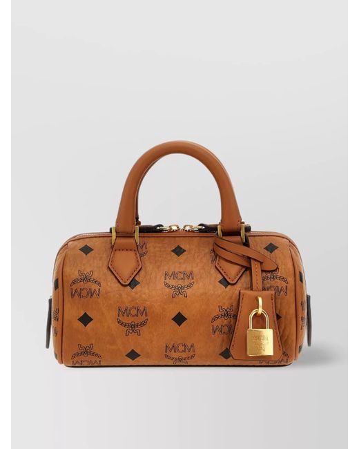 MCM Brown Lock Detail Top Handle Cross-Body Bag
