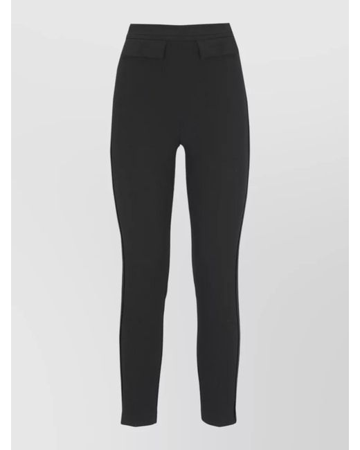 Elisabetta Franchi Black Straight Slim Fit High Waisted Cropped Trousers