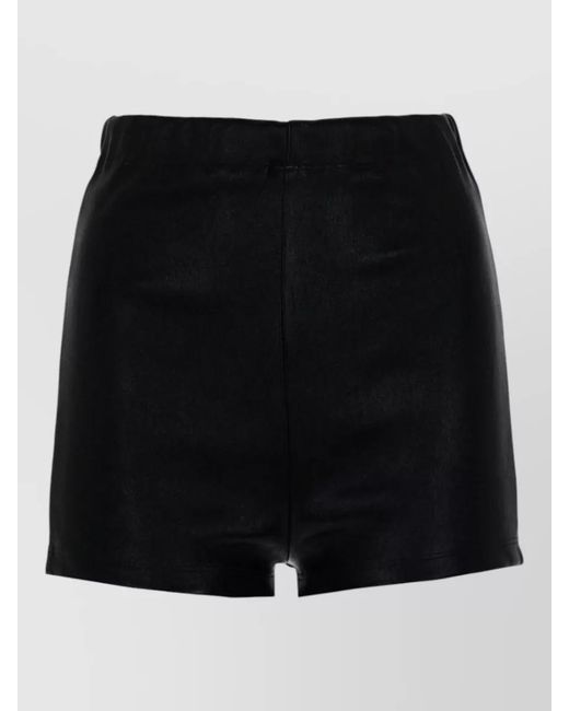 Rick Owens Black Leather Cropped Shorts