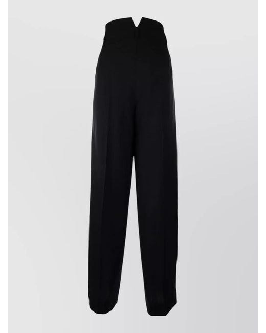 Prada Black High Waist Pleated Pants Side Back Pockets