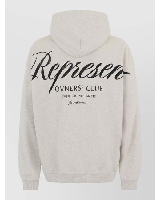 Represent Gray Owners Club Hooded Script Logo Sweatshirt for men