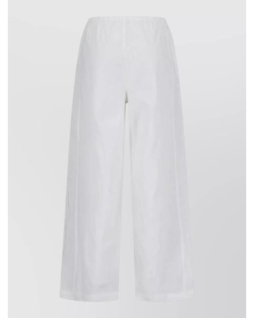GIMAGUAS White Straight Leg Pants Side Pocket Design