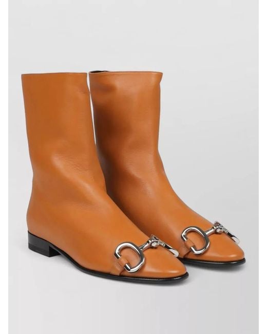 Céline Orange Leather Boots