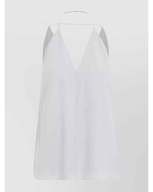 Totême White Silk Double-Halter Backless Top