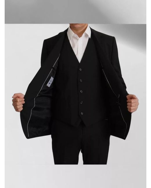 Dolce & Gabbana Black Virgin Wool Suit Jacket for men