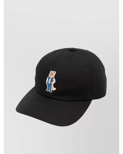 Maison Kitsuné Black Fox Baseball Cap With Curved Brim And Adjustable Strap for men