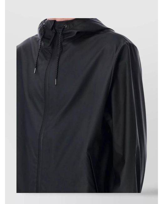 Rains Blue Storm Hooded Jacket Drawstring for men