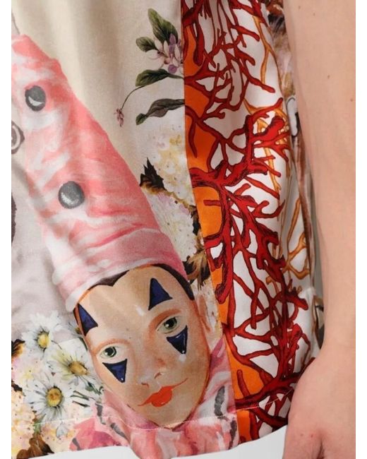 Dolce & Gabbana Red Silk Printed Short-Sleeve Shirt for men