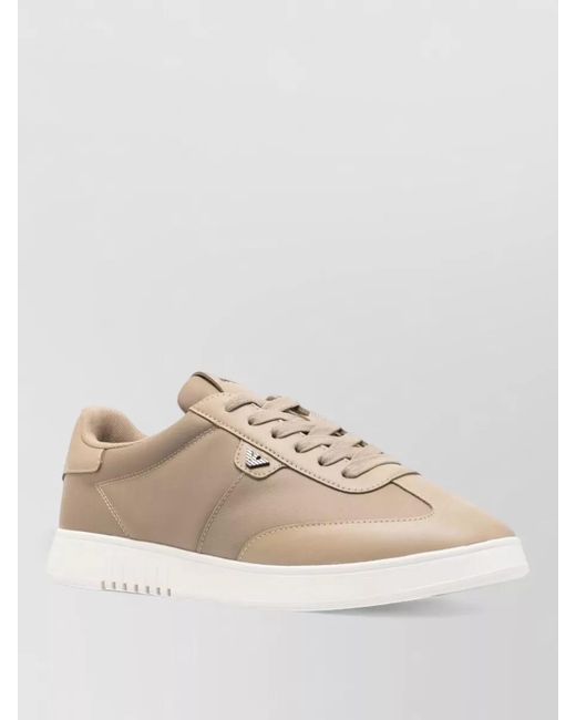 Emporio Armani Natural Leather Low-Top Sneakers for men