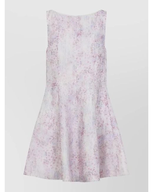 Alberta Ferretti Pink Silk Sleeveless Floral-Print Mini Dress