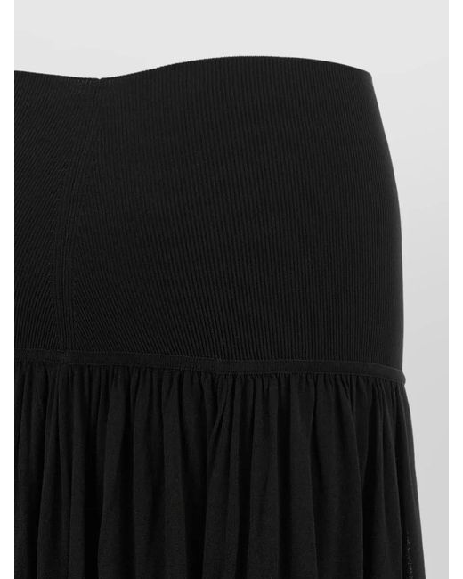 Zimmermann Black High-Rise Ribbed-Knit Lace Maxi Skirt