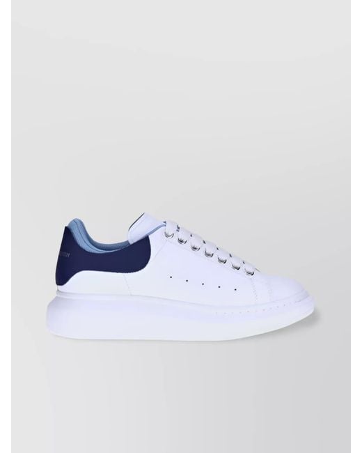 Alexander McQueen Blue Leather Platform Sneakers Perforated Detailing for men