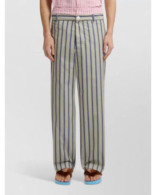 Marni Multicolor Striped Wide Leg Trousers Belt Loops for men
